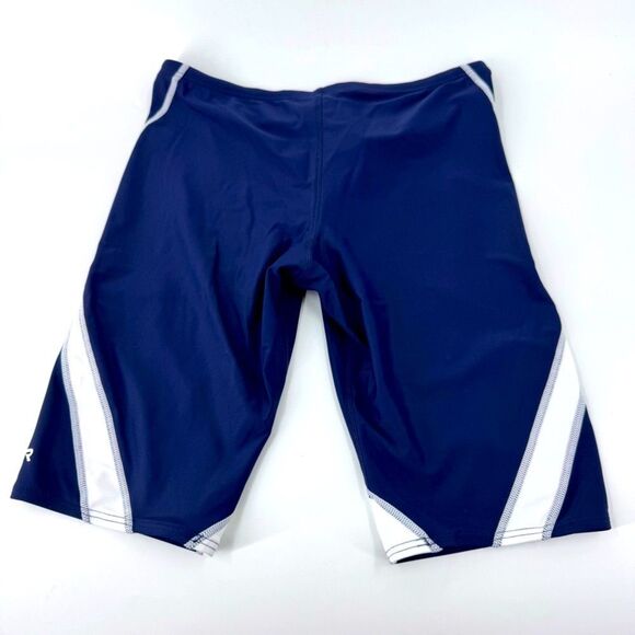 TYR Men's Swim Jammers- Navy and White - Picture 3 of 7